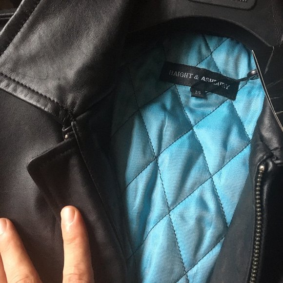 NWT Haight & Ashbury Mens Black Leather Jacket Moto Style - Picture 3 of 6